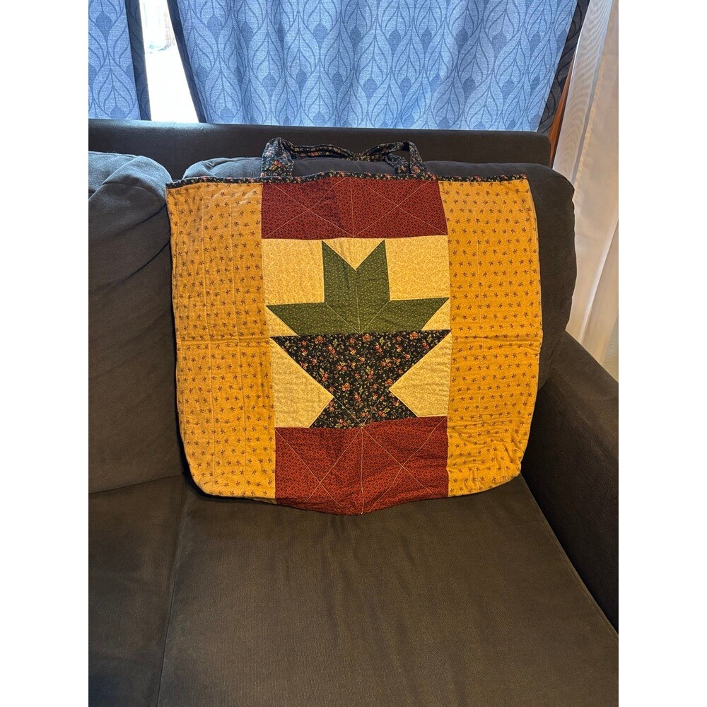 Homemade quilt quilted tote bag cottagecore patchwork large handmade